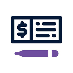 bank check icon. vector dual tone icon for your website, mobile, presentation, and logo design.