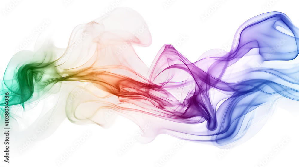 Poster colorful abstract smoke wave design creating a vibrant and dynamic visual effect