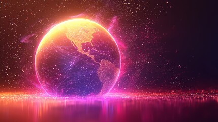 Vibrant Globe with Interconnected Fiber Network