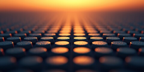 Fototapeta premium Reflective Surface Under Setting Sun with Energy Glow