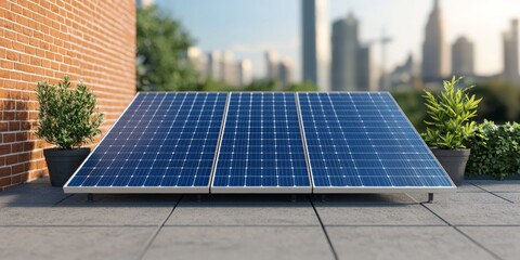 Solar Panels on Rooftop in Urban Setting