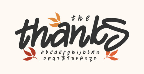 Handcrafted rustic font, warm autumn letters, cozy fall font for seasonal vintage lettering, Thanksgiving holiday titles, logo and headlines. Trace magic snow letters or sand letters. Vector typeset