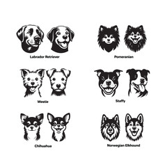 Fototapeta premium Collection of Dog head silhouette Design - Dog Breed Face Vector illustration - Dog Head Logo Concept