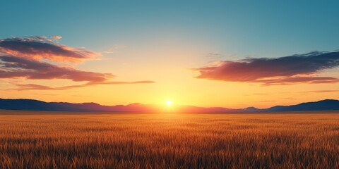 Fototapeta premium Remote Power Plant in a Serene Field at Sunset