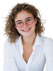 Obraz premium Smiling young woman with natural beauty and radiant skin
