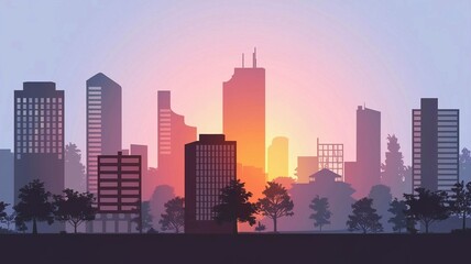 Fototapeta premium Silhouette of the city scene