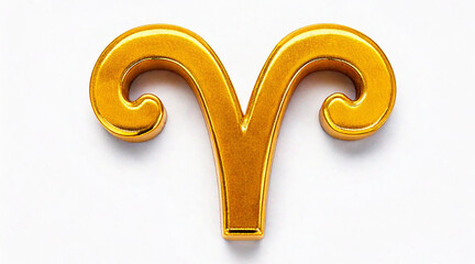 Golden horoscope sign aries isolated on white background studio shot