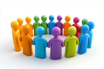 group of people are standing in a line, with some of them wearing orange and blue. The people are all different sizes and shapes, but they all have the same color. Concept of unity and togetherness