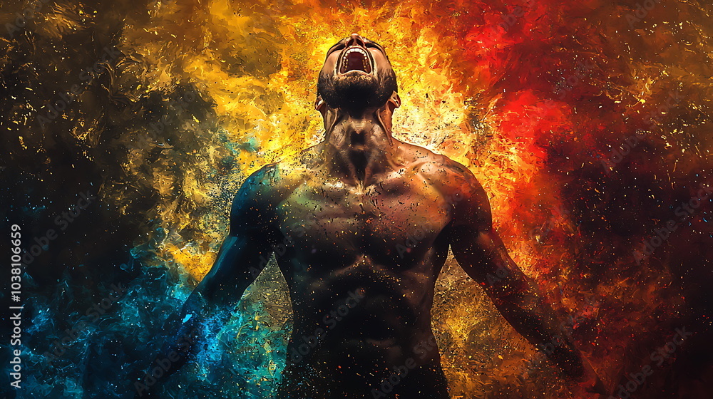 Aufkleber explosive emotional expression a raw display of intensity and color in human experience
