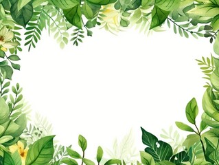 Fototapeta premium Watercolor Greenery Frame With White Background