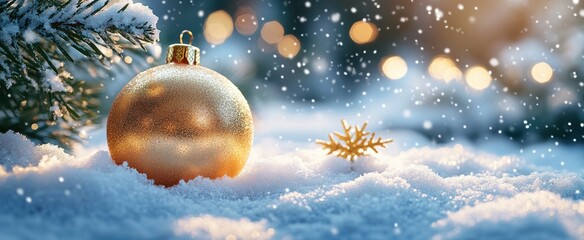 Fototapeta premium The Golden Ornament in Snow