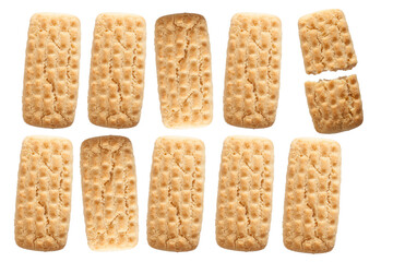 Single isolated broken biscuit in white background