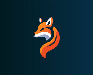 Colorful cartoon fox logo design vector illustration