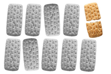 Single isolated broken biscuit in white background