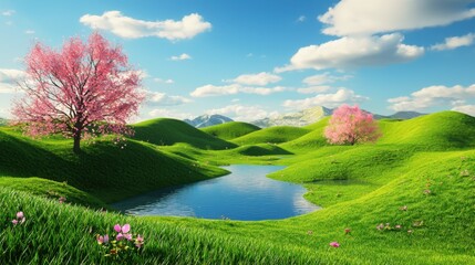 Obraz premium Springtime Fantasy: A 3D Rendered Idyll