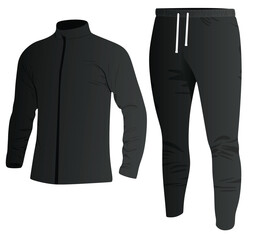 Black tracksuit. top and bottom. vector