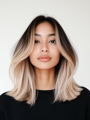 model with Blended Bronde hair color