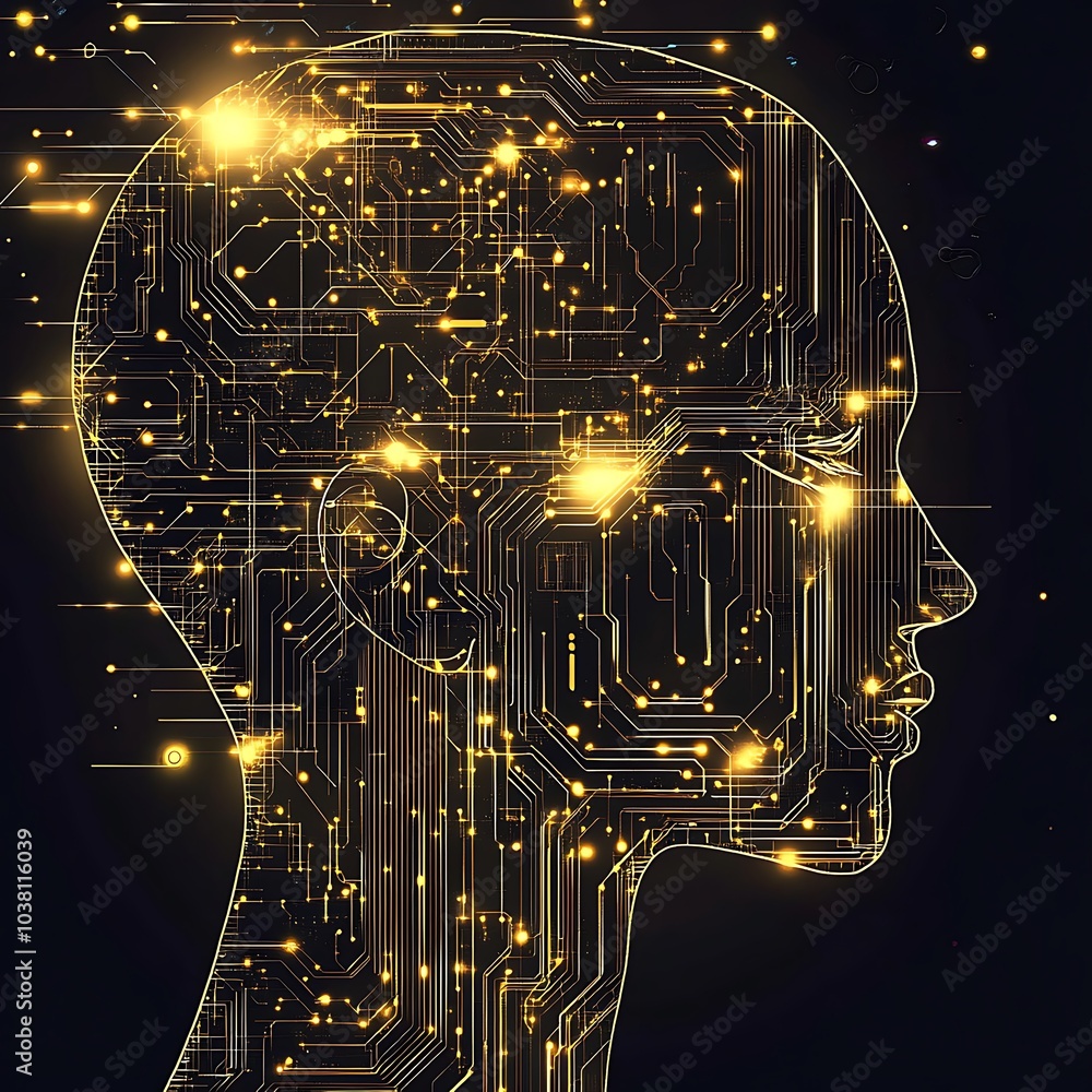 Poster futuristic ai technology supported by interconnected digital circuitry design