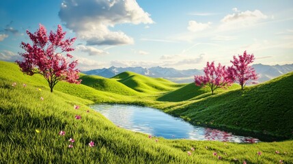 Springtime Fantasy: A 3D Rendered Idyll