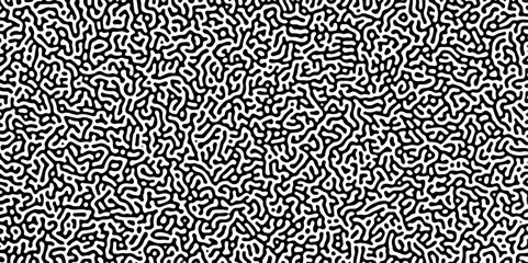 Turing reaction diffusion monochrome seamless pattern with chaotic motion .Linear design with biological shapes. Organic lines in memphis. abstract turing organic wallpaper background .	
