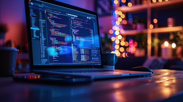 Coding html and programming on screen laptop, development web, developer.