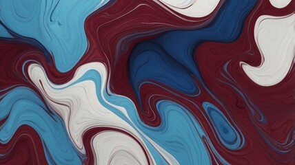 Fototapeta premium Maroon and blue liquid ink 3D illustration with a realistic texture