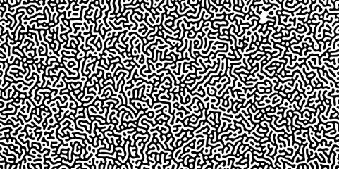 Turing reaction diffusion monochrome seamless pattern with chaotic motion .Linear design with biological shapes. Organic lines in memphis. abstract turing organic wallpaper background .	

