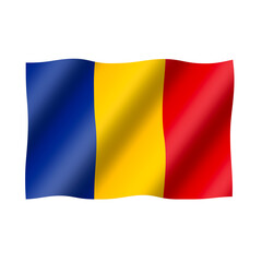 The national flag of Romania is flying beautifully