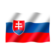 The national flag of Slovakia is flying beautifully