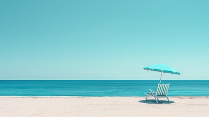 Obraz premium Aerial view of a sandy beach and azure water, white sand, dark blue sky, exotic vacation, soothing, relaxing.