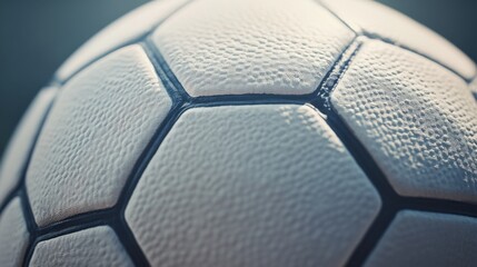 A soccer ball's textured surface, outdoor setting with soft afternoon light, Minimalist style