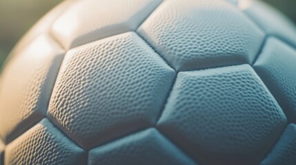 A soccer ball's textured surface, outdoor setting with soft evening light, Minimalist style