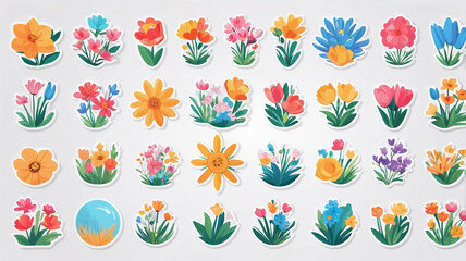 Spring Flower Label Material, Sticker, Icon, Decoration