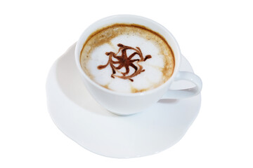 A cup of hot Latte art coffee 
