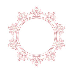 Damask Round Wreath rose gold circular round ornament floral Abstract pattern, Classic Victorian traditional style, illustration Vintage Design, Mandala Floral frames, Antique border, Moroccan frame
