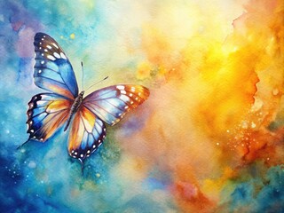 Obraz premium Captivating watercolor butterfly artwork featuring vibrant hues, perfect for nature lovers and home decor enthusiasts seeking inspiration and beauty in creative spaces.