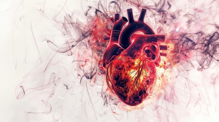 a surrealistic portrayal of the human heart as a cosmic flame, with tendrils of emotion dancing amidst the flickering firelight