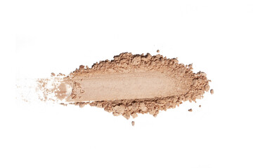 Eye shadow composition texture swipes isolated on white background. Cosmetic product swatch. Make up mate nude shades.