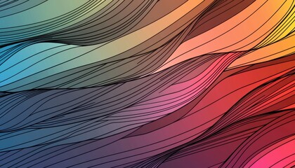 Fototapeta premium A vibrant abstract illustration featuring flowing lines in various colors, creating a dynamic and modern visual effect.