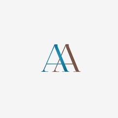 Elegant blue and brown double A logo design.