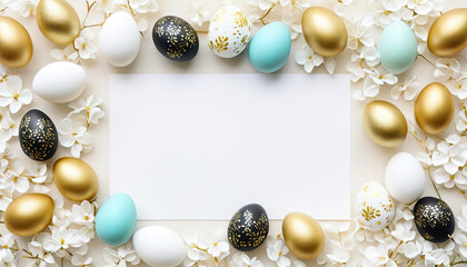 Beautiful spring easter card with flowers and copy space