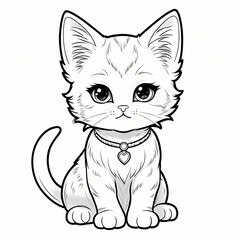 Cute cat Coloring Book Page