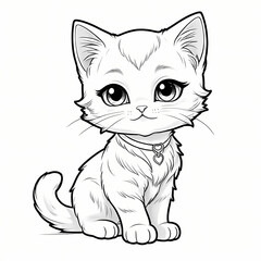 Fototapeta premium Cute cat Coloring Book Page