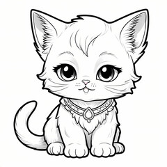 Obraz premium Cute cat Coloring Book Page