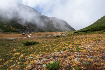 紅葉シーズンの畳平　乗鞍岳