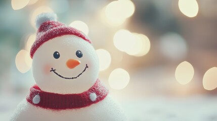 Cheerful snowman with red scarf and hat enjoying the winter wonderland 