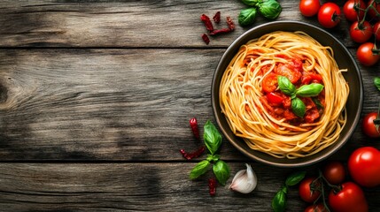 Creamy Tomato Pasta on Wooden Surface