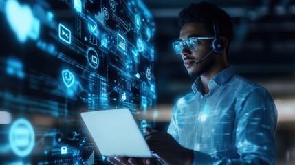 Tech Support Specialist Working With Digital Interface