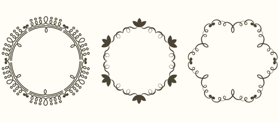 Set elegant Vintage round Frames isolated white background. Beautiful arabic Vintage Frames template design. Vector illustration can used social media digital design. 