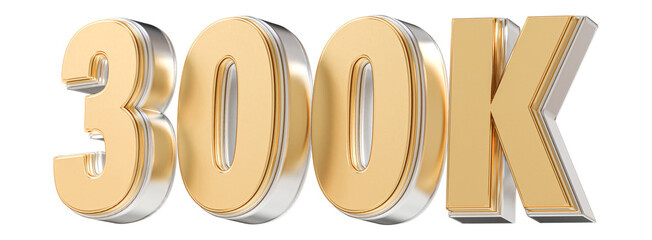 300K Followers Gold Number 3D Render